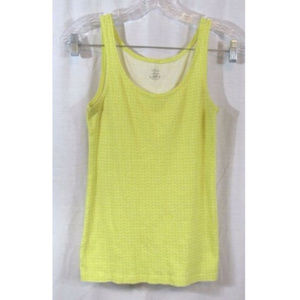 Ann Taylor LOFT Yellow White Print Tank Top S
